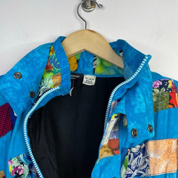 Nativewear Designs Vintage Patchwork Quilt Slouchy Bomber Jacket womens XL - Picture 4 of 17